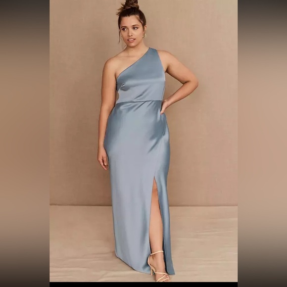 BHLDN Dresses & Skirts - BHLDN Dylan one shoulder satin side slit gown NWT